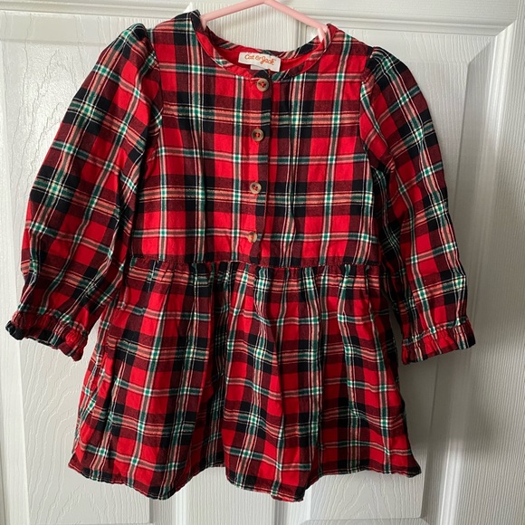 Girls red plaid dress - Picture 1 of 3